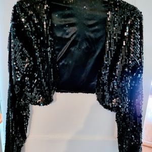 Black sequined bolero jacket. Versatile. Size Medium